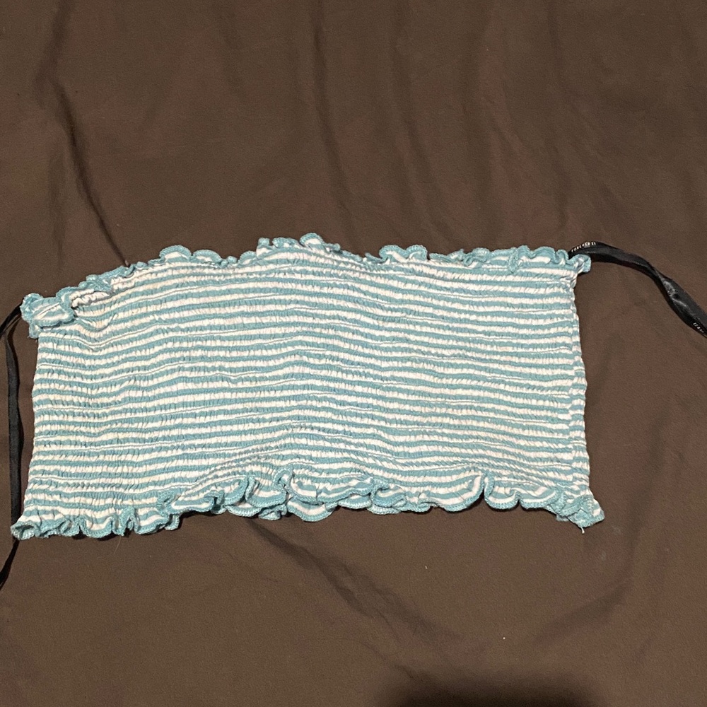 Striped Blue and White Tube Top